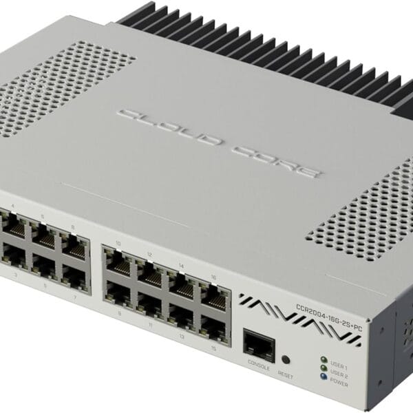 Mikrotik CCR2004-16G-2S+PC Ethernet Router 16x Gigabit Ethernet Ports, 2x10G SFP+ Cages.
