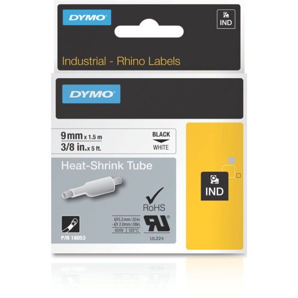DYMO RHINO HEAT SHRINK TUBE 9MMX1.5M WHITE