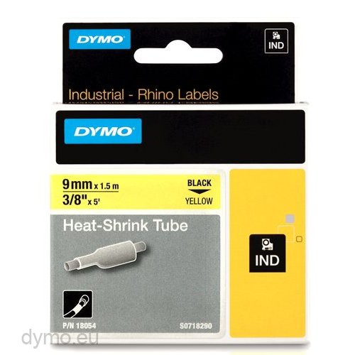 DYMO RHINO HEAT SHRINK TUBE 9MMX1.5M YELLOW