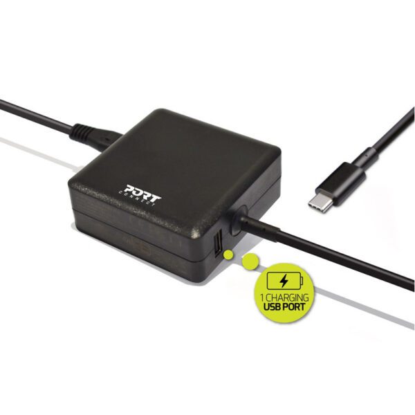 PORT DESIGNS 65W USB-C Power Supply & 1 EU USB Port
