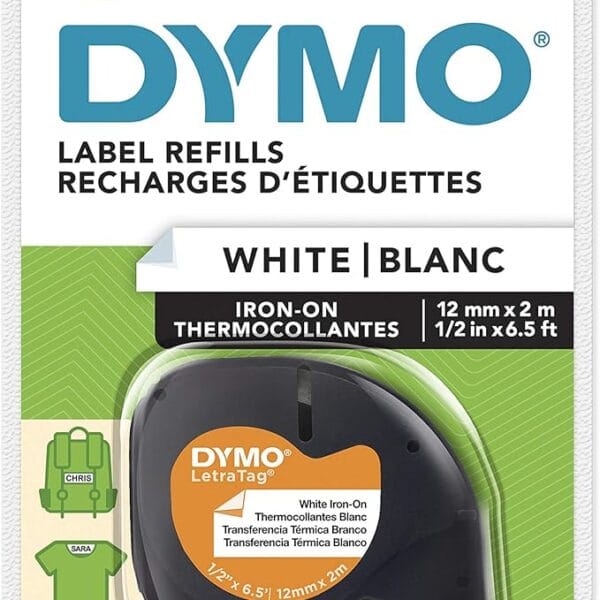 DYMO TAPE LETRA TAG 12MMX2M IRON-ON WHITE-DYS0718850