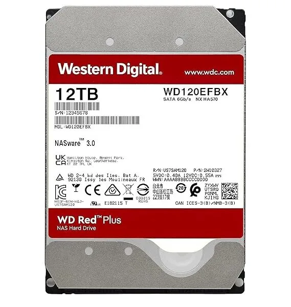 Western Digital 12TB WD Red Plus NAS Internal Hard Drive