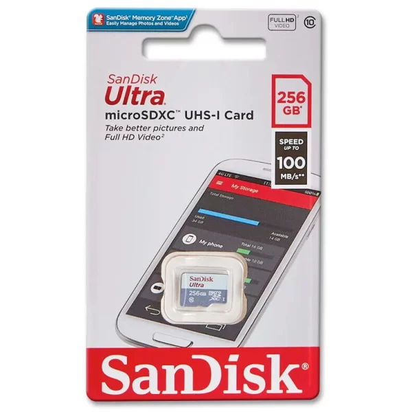 SANDISK MicroSD100MBPS 256GB A1 CLASS- SDSQUNR-256G-GN3MN