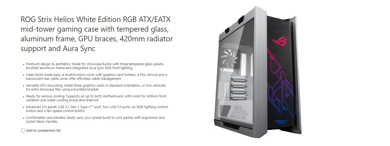 f4414d5e50810e03c5528d1bd5143192 - Asus ROG Strix GX601 Helios RGB Aura Sync Tempered Glass Mid Tower Gaming Case (White) | 90DC0023-B39000