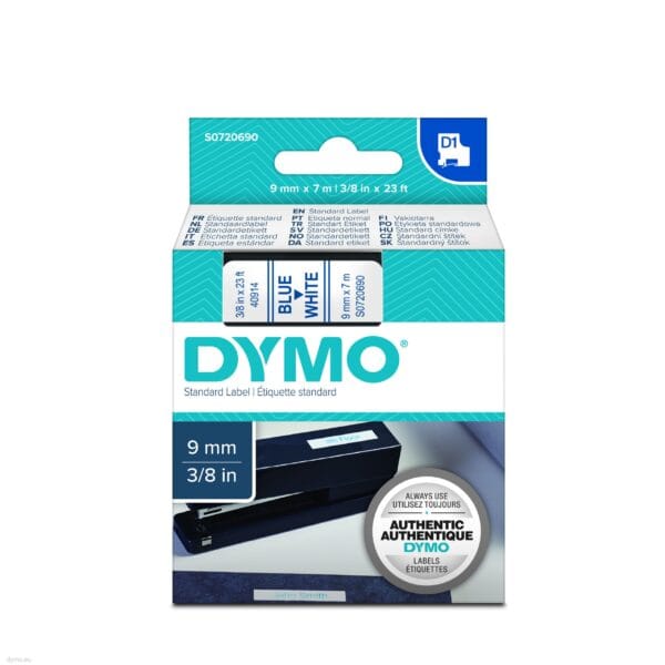 DYMO TAPE 9MMX7M BLUE ON WHITE D1-DYS0720690