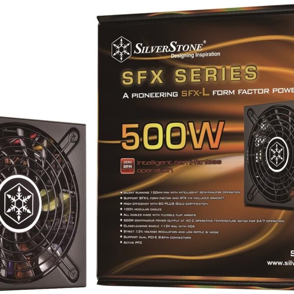 SilverStone Technology SX500W SFX-L Form Factor 80 Plus Gold Full Modular Lengthened Power Supply