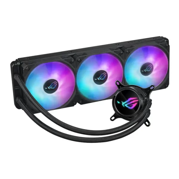 Asus ROG STRIX LC III 360 ARGB Liquid CPU Cooler, 360mm, 7th Gen v2 Asetek Pump, ARGB Fans, Customisable LCD Display, Rotatable Water Block