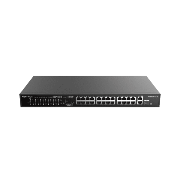 RG-ES126S-LP V2, 24-Port 10/100 Mbps with 2-Port Gigabit Rackmount PoE Switch