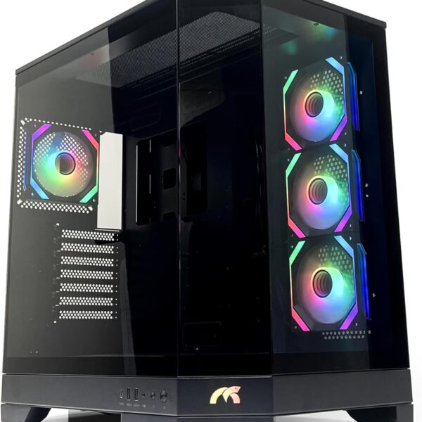 TORTOX PRISM TRIPLE GLASS CASE WITH 7 ARGB FANS PRE INSTALLED Black