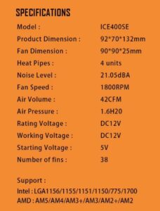 Capture - AIGO ICE400SE Quiet CPU Cooler Fan with 4 Heat Pipes for Intel & AMD