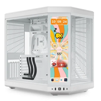 Hyte Y70 touch infinite Modern Aesthetic Mid Tower ATX Case, 14.5” (2.5K) 60Hz Touchscreen, PCIE 4.0 x 16, White - CS-HYTE-Y70TI-WW