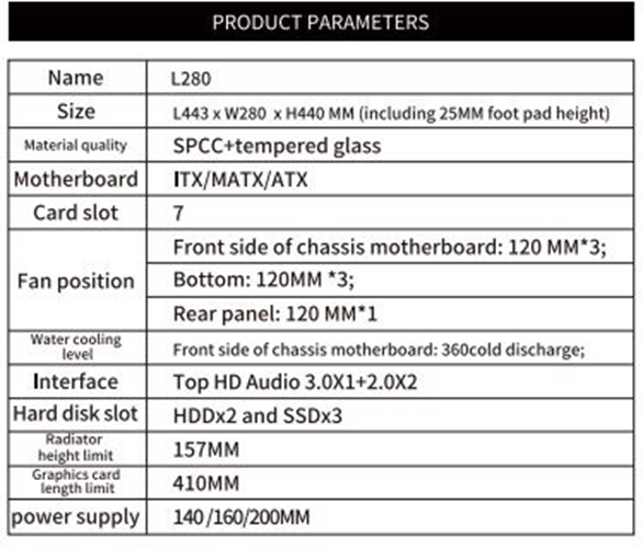 L280 PC CASE BLACK - DARKFLASH L280 ATX PC CASE BALCK