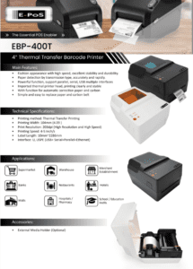 400T - EPOS EBP-400T DT/TT Barcode Printer | EBP-400T