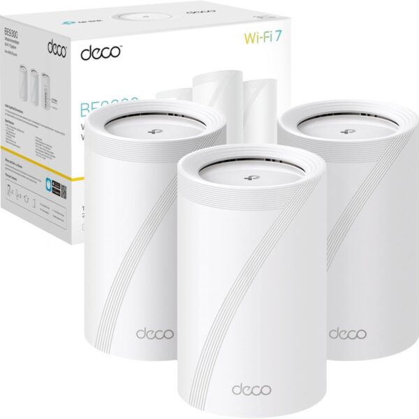 TP-Link Deco BE65 BE9300 Tri-Band Whole Home Mesh WiFi 7 System, Pack of 3