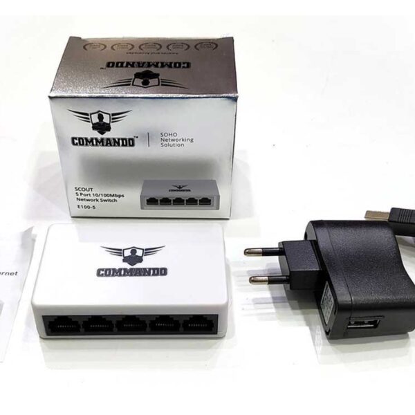 COMMANDO E100-5FE UNMANAGED DATA SWITCH | CMD-E100-5FE