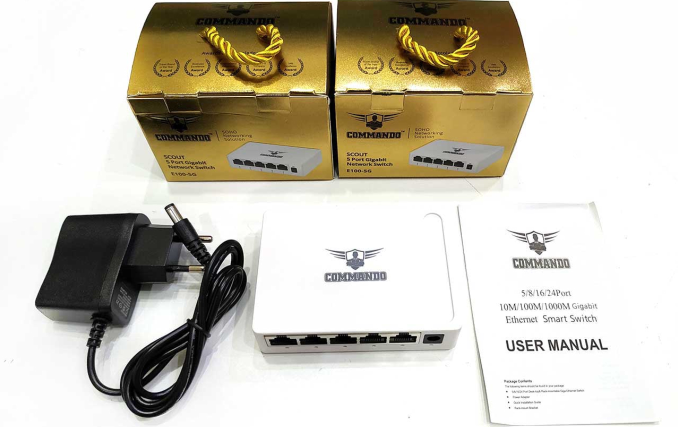 CMD-E100-5G-1 CMD E100 5G 1 - COMMANDO E100-5G UNMANAGED DATA SWITCH | CMD-E100-5G