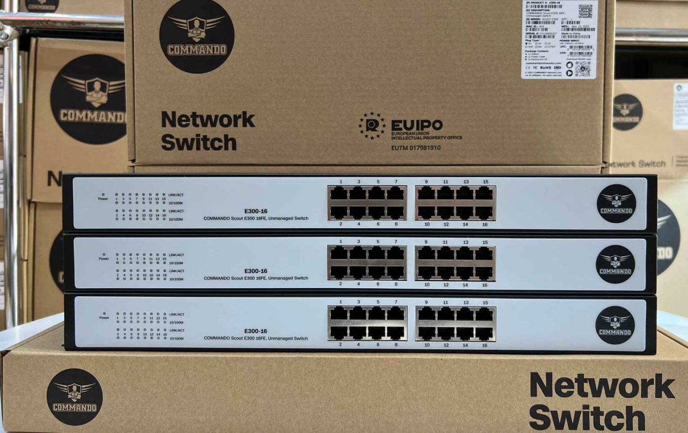 E300-16 E300 16 - COMMANDO E300-16 UNMANAGED SWITCH | CMD-E300-16
