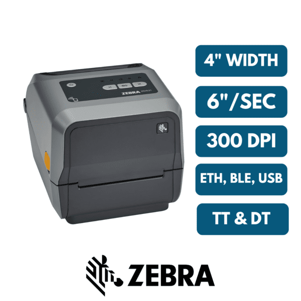 ZEBRA ZD621T 203dpi 4″inch Barcode Printer USB,ETH,BLE | ZD6A043-30EF00EZ