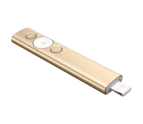 Logitech Spotlight Advanced Presentation Remote USB wireless receiver, Compatible with Windows 7 or later*, Mac OS 10.10 or later, PowerPoint, Keynote, PDF, Google Slides and Prezi (Gold) | 910-004862