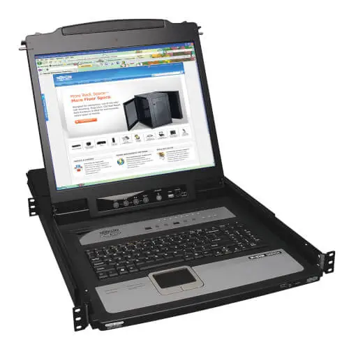TRIPP LITE B020-U08-19-IP NetDirector 8-Port 1U Rack-Mount Console KVM Switch with 19″ LCD and IP Remote Access