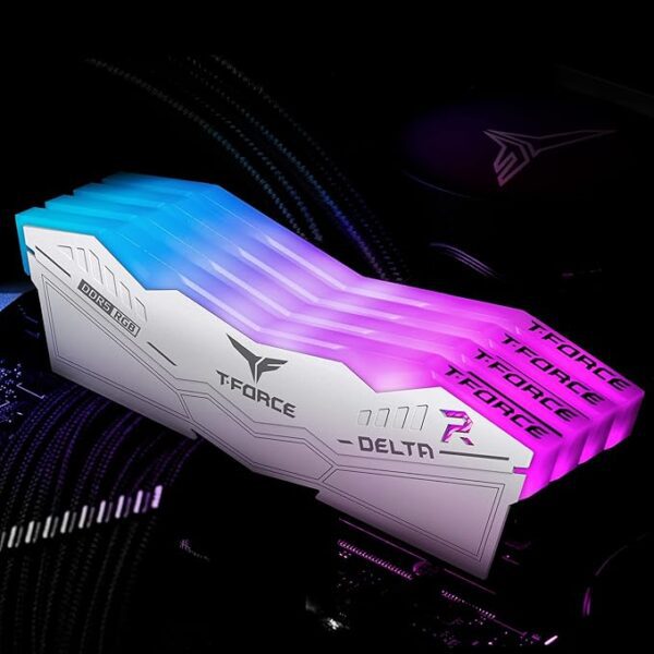 TeamGroup T-Force Delta RGB 2x16GB 6400MHz (6400MT/s) CL40 White 32GB DDR5 RAM Kit, Desktop Gaming Memory