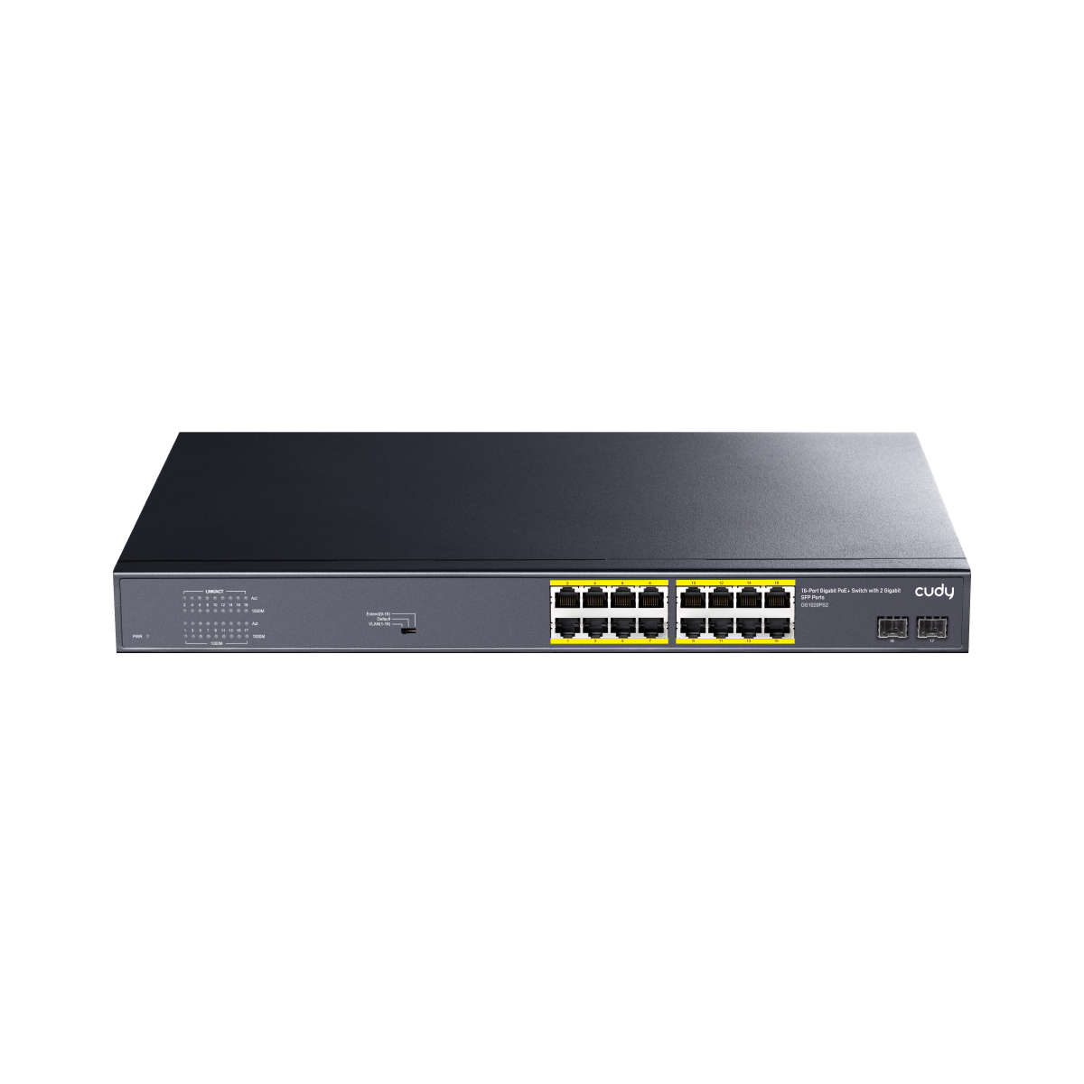 GS1020PS2_01 GS1020PS2 01 - CUDY GS1020PS2 16-Port Gigabit PoE+ Switch 2 Gigabit SFP Ports 200W