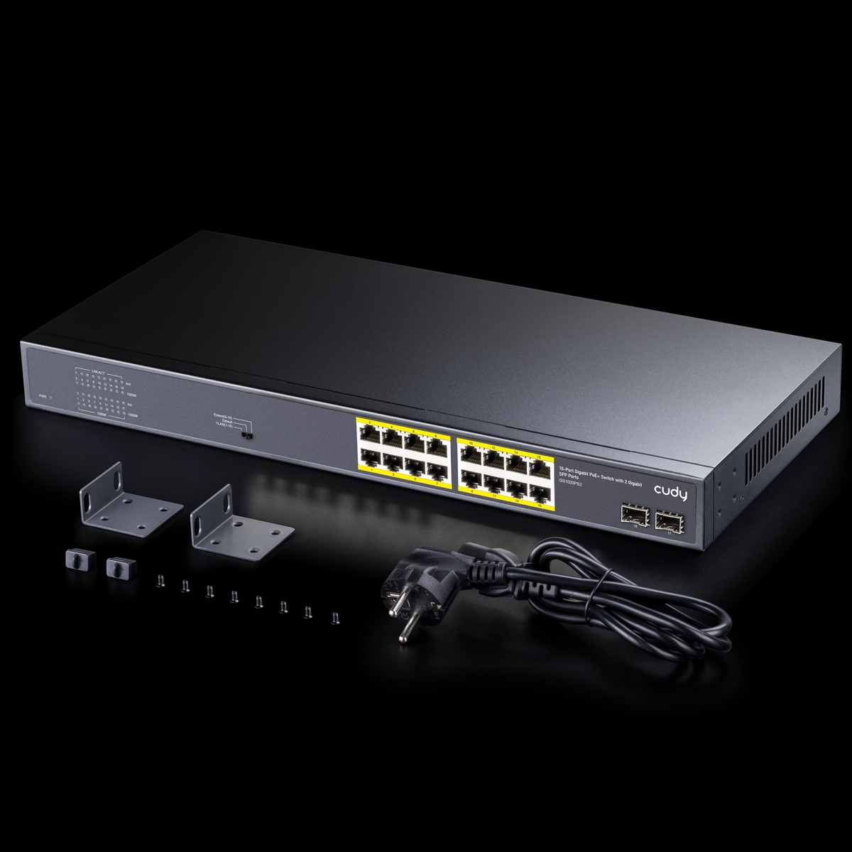 Switch Gigamedia GGMGS16P 16 Ports PoE+ (200W) Gigabit - Montage Rack