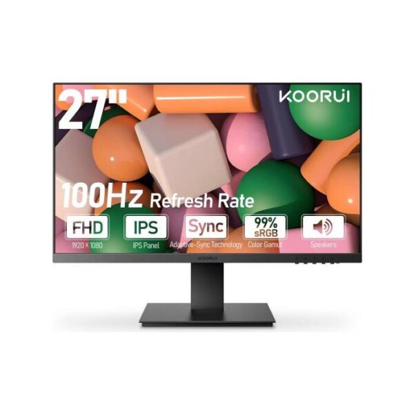 KOORUI 27-Inch Computer Monitor IPS FHD 1920 x 1080 100Hz 5ms
