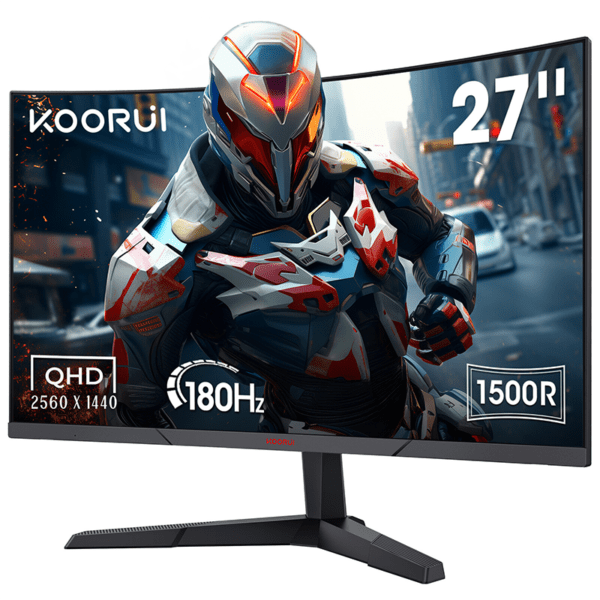 KOORUI 27-Inch Gaming Curved Monitor VA QHD 2560 x 1440 180Hz 1ms 27E6QCA