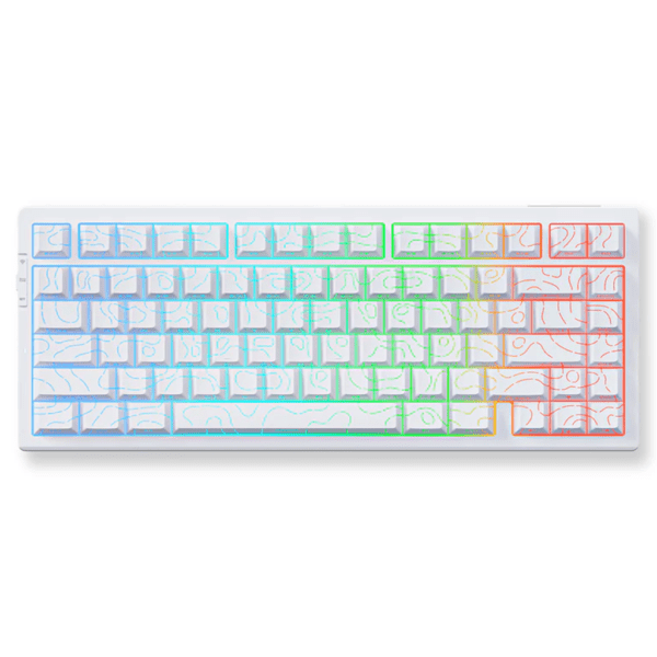 MCHOSE G75 Pro Tri-Mode White Topographic Gaming Mechanical Keyboard - Matcha Latte Switches
