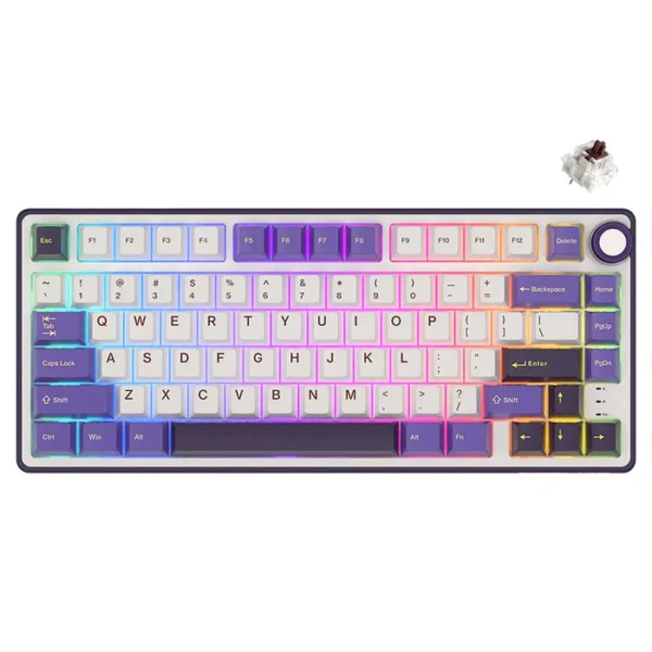 RK Royal Kludge R75 QMK Single-Mode RGB 81-Keys Hot-Swappable Mechanical Keyboard Blackberry Mousse