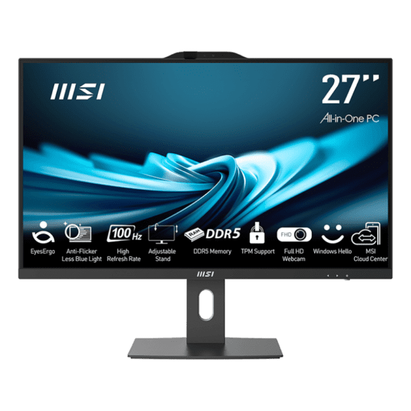 MSI AP272P 14M - 27-inch All-in-One PC, Intel Core i7 14700 up to 5.40 GHz, 16GB(2x 8GB) DDR5 upto 64GB, 1TB NVMe SSD, Built-in FHD webcam , DOS | 9S6-AF8321-1009