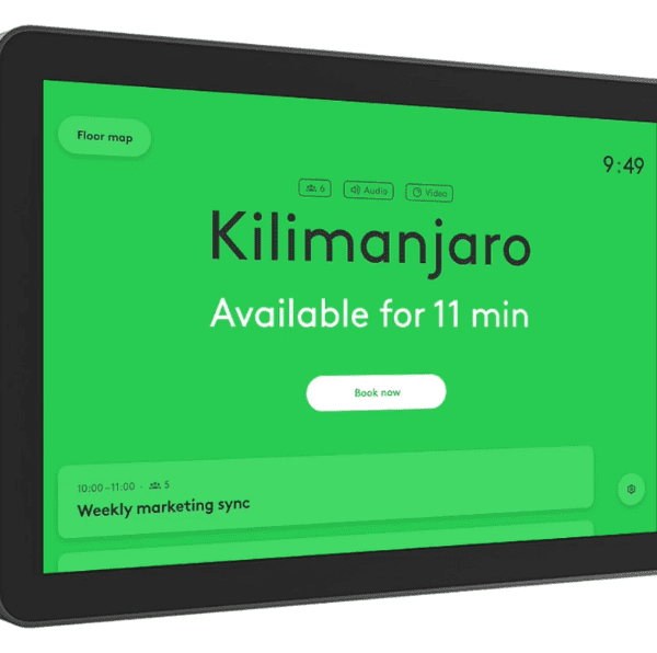 Logitech Video Collaboration Tap Scheduler, 10.1" Anti-Fingerprint Touchscreen, Wall Mountable, Wi-Fi 5 (802.11ac) & 10/100 Ethernet, Integrated Data Security, Works with MS Teams, Black | 952-000091