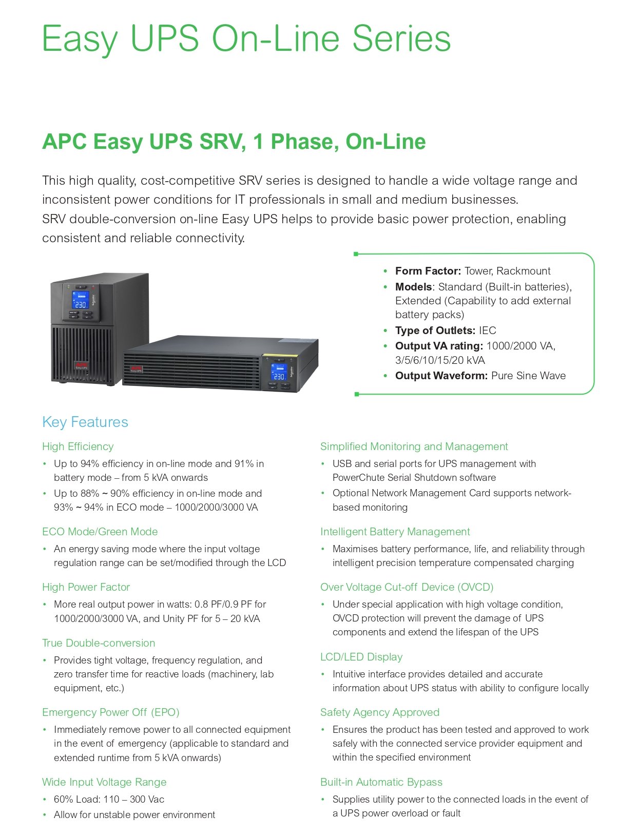 d2cce5afbc2d4990fe49196e6a5e5984 - APC EASY UPS 2000VA1.6KW ONLINE 2U SRV2KRILRK