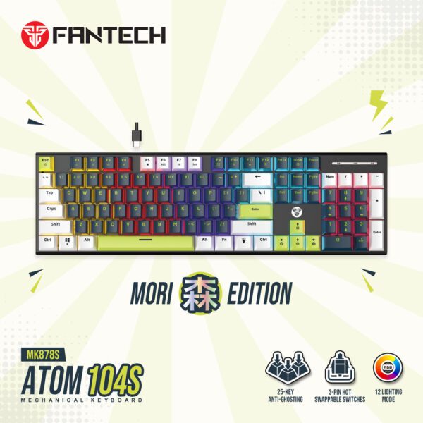 FANTECH ATOM104S MK878S MECHANICAL GAMING KEYBOARD MORI-MK878S MORI Blue (BLUE SWITCH)