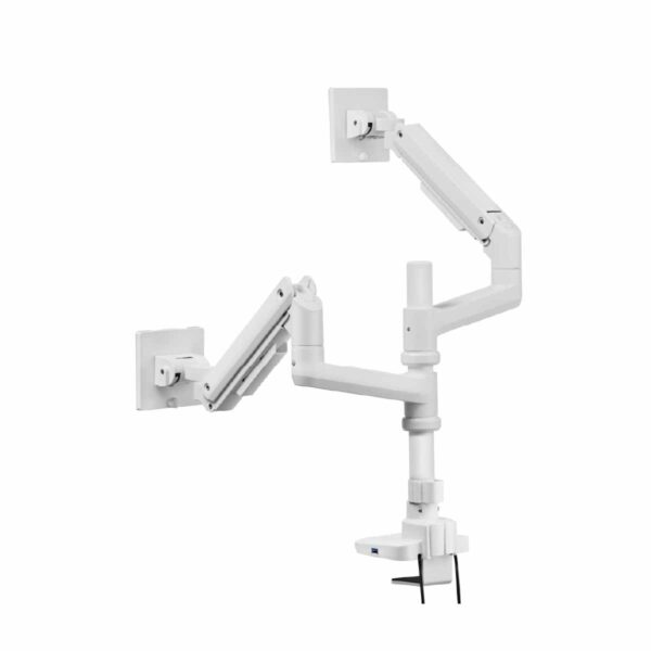 SkillTech SH69 C024UCP Fabulous Pole-Mounted Gas Spring Dual Monitor Arm With USB-A/USB-C Ports