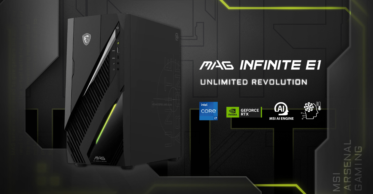 e932e3762f583d86ac72b35f72bf52bb - MSI MAG Infinite E1 Barebone Gaming PC, Intel Core i5-14400F, Intel H610 Chipset, ( GPU, Memory RAM & Storage Not Included ), 500W PSU, Black | 936-B91111-001