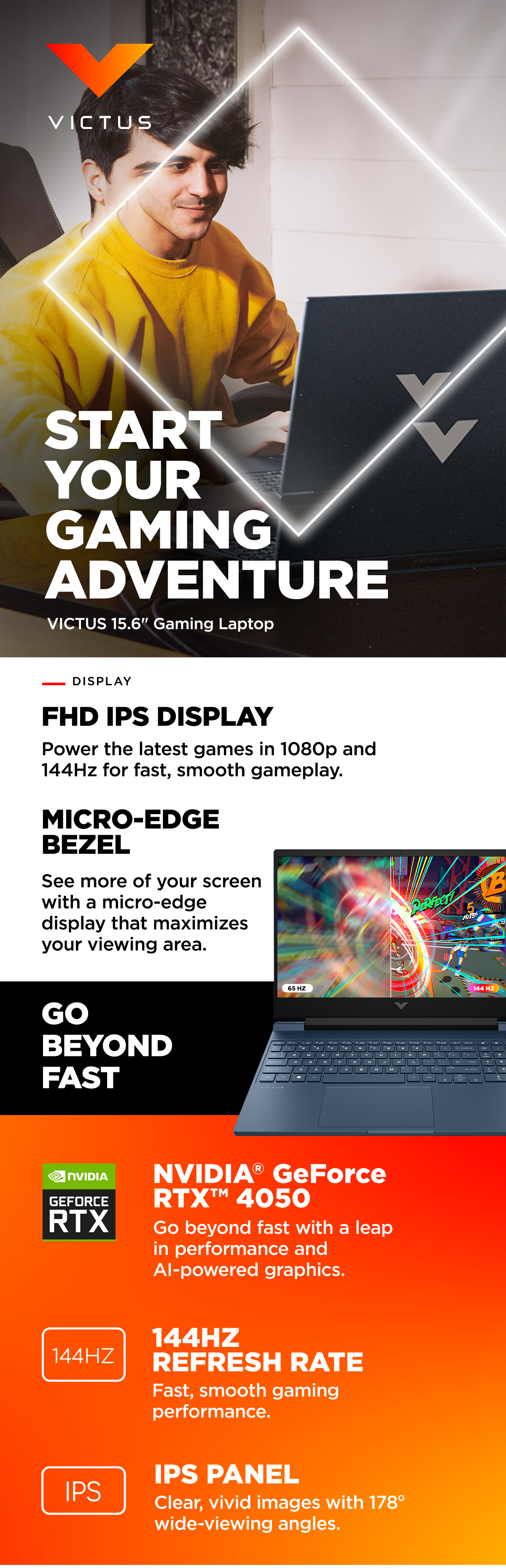 617a522faf9e88ac072fd4ea6524cb6f - HP Victus 15-fa1163dx Gaming Laptop, 15.6" FHD IPS 144Hz Display, Intel Core i7-12650H, 16GB RAM, 512B SSD, GeForce RTX 4050 6GB Laptop GPU, English Keyboard, Win11, Performance Blue