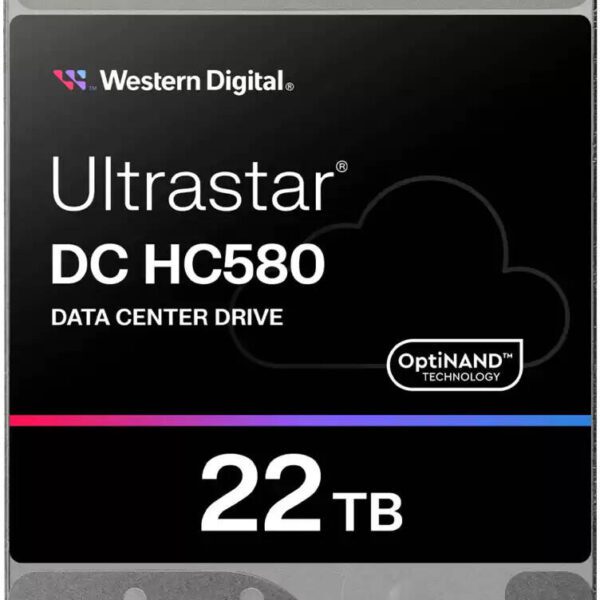 Western Digital Ultrastar DC HC580 Data Center Internal HDD, 22TB Capacity, 3.5" Form Factor, SATA Interface, Up to 291 MB/s Transfer Rate, 7200 RPM, 512MB Cache Size, 550 TBW | WUH722422ALE6L4