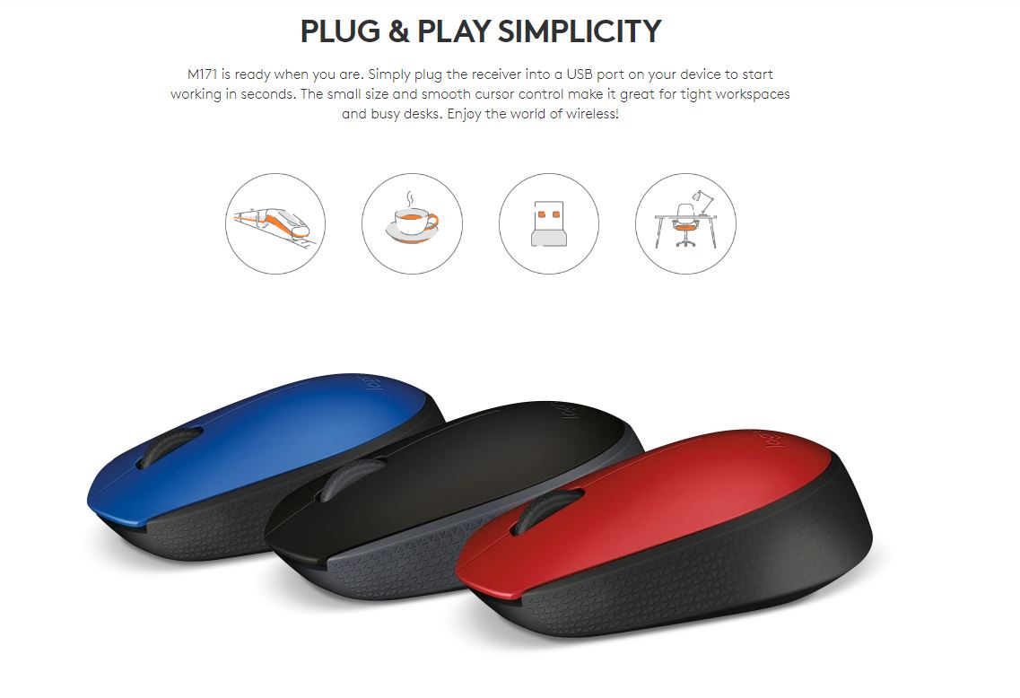 d9759471f1541423c4929ad6657a103c - Logitech® M171 Wireless Mouse, Smooth Optical Tracking, Ambidextrous Design, Red | 910-004641
