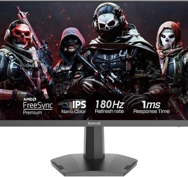 Redragon Azur GM24X5IPS 24-inch FHD(1920 x 1080), 180Hz Refresh Rate, 1ms MPRT, IPS Panel Gaming Monitor with AMD FreeSync, Blur-Free Gaming with Vibrant Colors and Wide Viewing Angles - Black & Red
