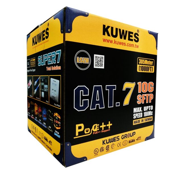KUWES CAT.7 SSTP LAN CABLE 305M BOX GRAY COLOR
