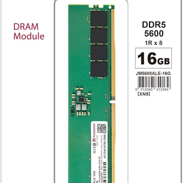 Transcend 16GB DDR5 5600MHz  UDIMM Desktop RAM- JM5600ALE-16G