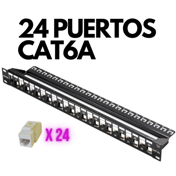 Kuwes UTP CAT.6A 24 port Keystone jack Type 24 PCS Patch panel with cable management