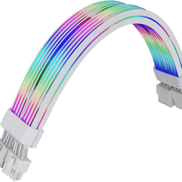 Thermaltake Tt Mod ARGB 8-Pin Cable; Illuminated Cable Extension; 345mm Length; 5V 3-Pin ARGB; 2x8-Pin Connectors; 16AWG; White; AC-082-CN6NAN-A1