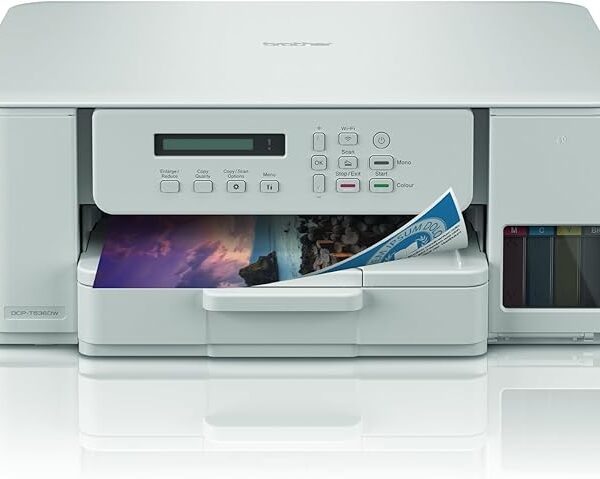Brother Wireless All In One Ink Tank Printer, DCP-T536DW, Automatic Duplex Print, Wireless & Mobile Print, Compact Design, White
