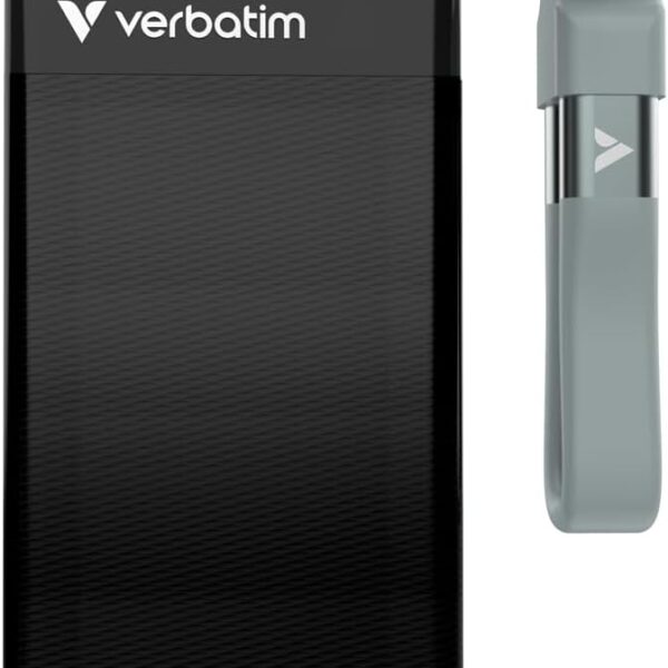 Verbatim 1TB Pocket SSD USB 3.2 Gen 2 Speed up to 1000MB/s with Keyring -Black/Grey, Black/Orange, Black/Blue