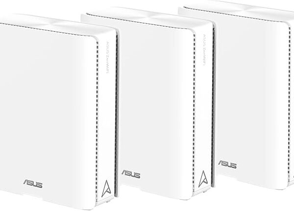 ASUS ZenWiFi BQ16 (3pk) BE25000 Quad Band WiFi 7 (802.11be) Mesh Router: up to 8000 sq. ft., 10G ports, Smart Home, Multi-SSID for IoT, VPN, Parental Controls, Network Security - White