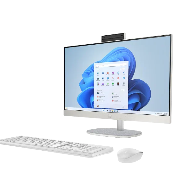 HP AIO 24-CR0255H-A02KVEA I Intel Core i7 1355U, 16GB RAM, 512GB SSD, 23.8" FHD Touch Screen, Intel IRIS Xe Graphics, DOS ( Without Windows ), HP USB Keyboard & Mouse, White