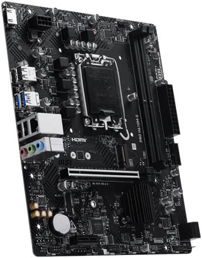 MSI PRO H610M-S LGA 1700 Micro-ATX Motherboardm, Intel H610 Chipset, 2x DDR5 UDIMM Slots, 128GB Max Memory, 1x PCI-E x16, 1x M.2 Slot, 2x SATA 6G Slots | 911-7E44-019